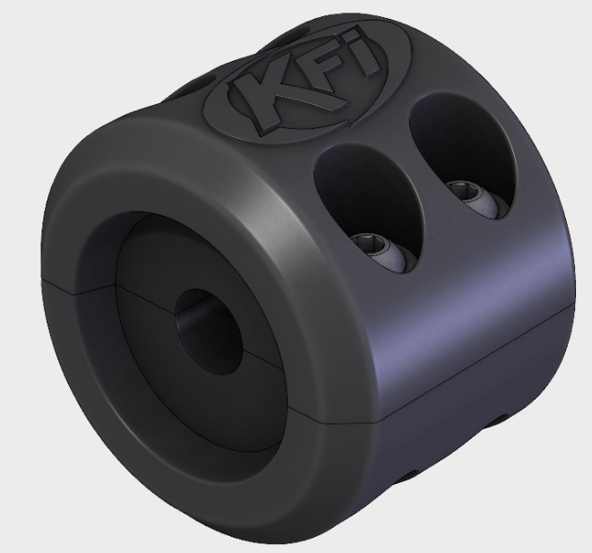 KFI winch split cable hook stopper, black winch accessory with visible KFI logo