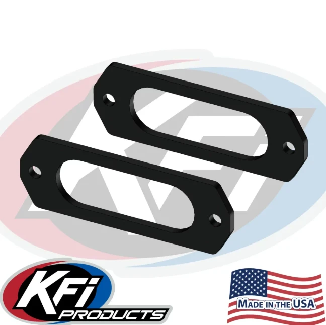 KFI wide fairlead spacers for winch mounts, 2 black spacers, 1/4in or 1/2in spacing, bolts and nuts included USA