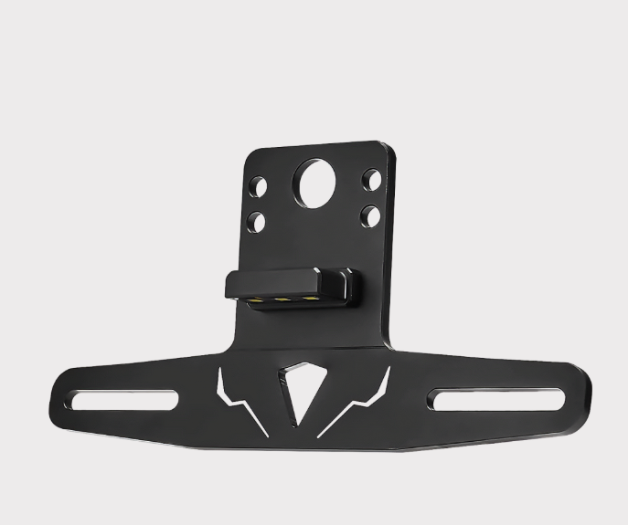 Aluminium LED license plate holder for ATV/UTV by ATV City, black, road-legal UK fitment