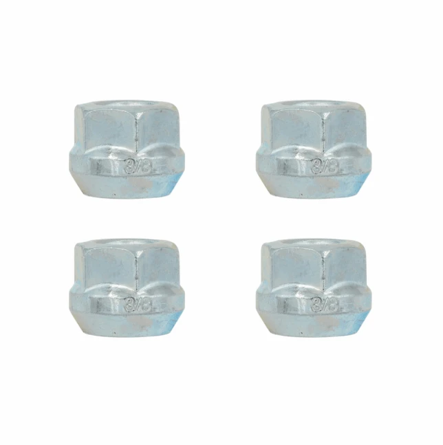 Wheel spacer nuts, 3/8 in, 24-thread, four-pack by ATV City for ATV/quad wheels, metallic