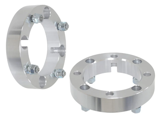 ATV/UTV wheel spacer kit: pair of 2-inch thick aluminum spacers, silver finish