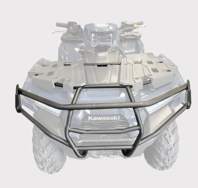 Hyper Front Bumper for Kawasaki KVF750 ATV, black powder-coated steel with fitting kit