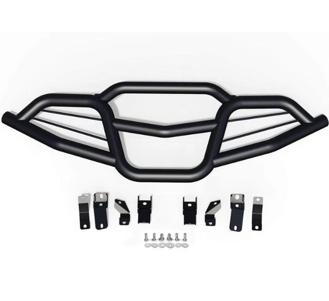 Front bumper kit for Yamaha Grizzly 700 and Kodiak 700 (2016–2025), steel CNC-bent, black, mounting hardware, DGT Agri.