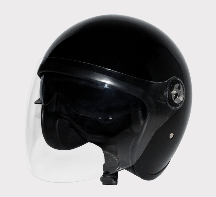Hyper open-face helmet, black with clear visor, size M (57–58 cm), ECE 22-06