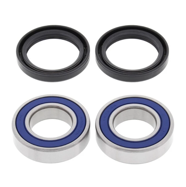 Hyper wheel bearing and seal kit for Kawasaki Mule front and Yamaha rear hubs; set of 4 with two blue-sealed bearings.