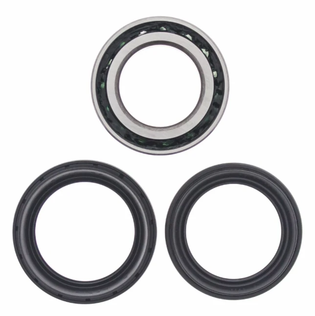 Rear wheel bearing kit, three-piece set with metal bearing and black seals