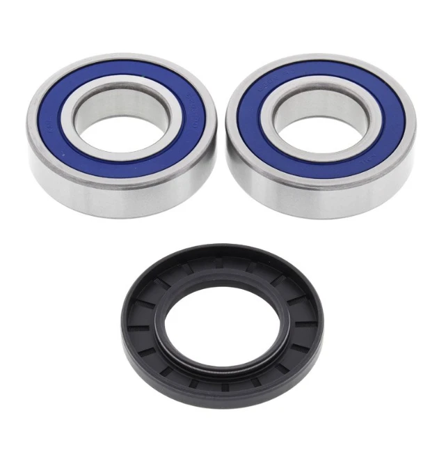Polaris rear wheel bearing kit with 2 silver bearings featuring blue seals and a black seal