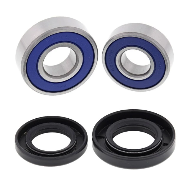 Front wheel bearing kit for Kawasaki KFX50/80 and Suzuki LT-Z50/80/90, 4-piece set with blue bearings and black seals
