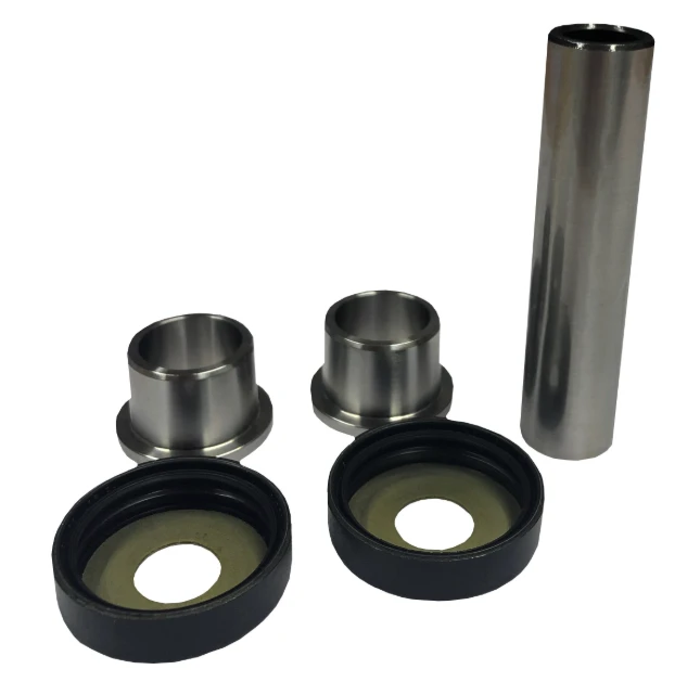 Front king pin kit, 5-piece set for Honda TRX125/TRX90; metal sleeves and black seals (ATV City)
