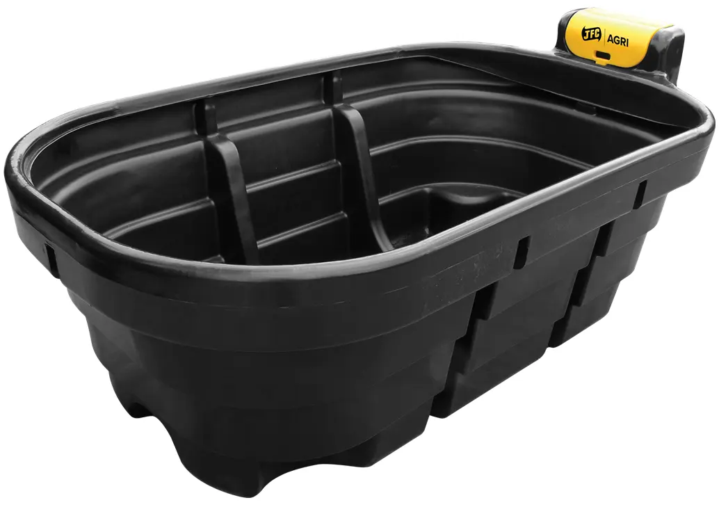 JFC Agri 1000L Oval Fast Fill Water Trough, black with WRAS-approved valve