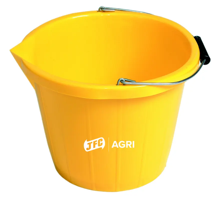 3 Gal yellow scooper bucket by JFC Agri for livestock feeders and waterers