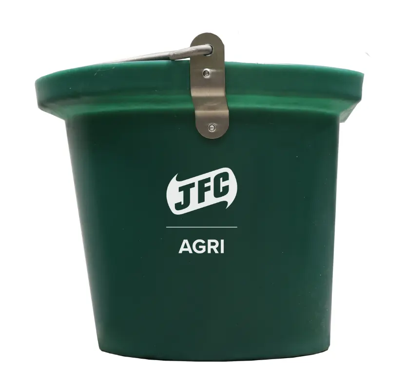 JFC Agri Green Flat Back Bucket 14L | Flat Back Stable Bucket With Notched Handle | EQ6