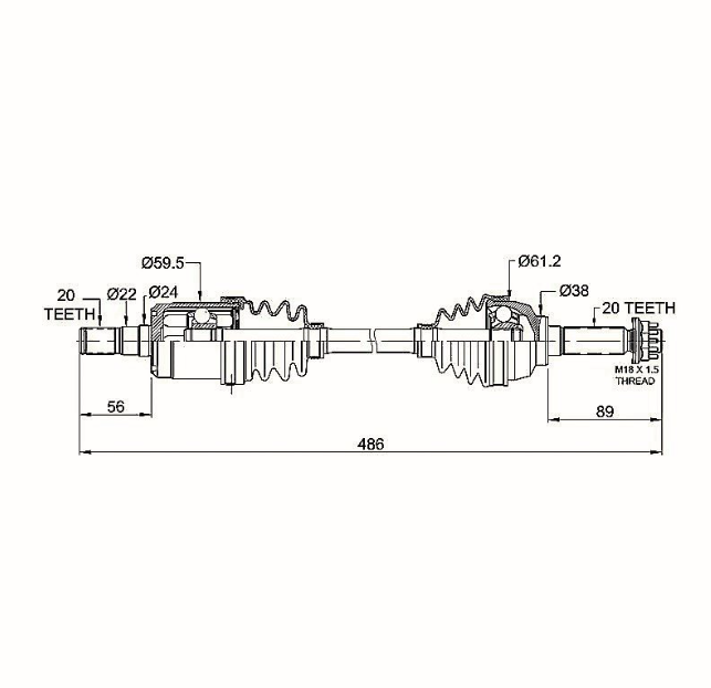 Front CV driveshaft for Suzuki KingQuad LT-A500XP/LTA-750XP with power steering, DGT Agri