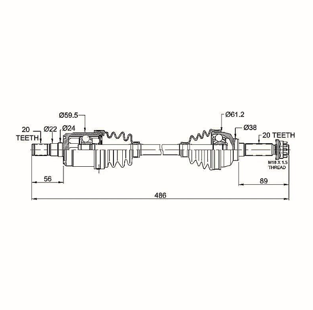 CV Shaft complete drive shaft for Suzuki King Quad LTA/F 400 (2008-2017), Front L/H, ATV City