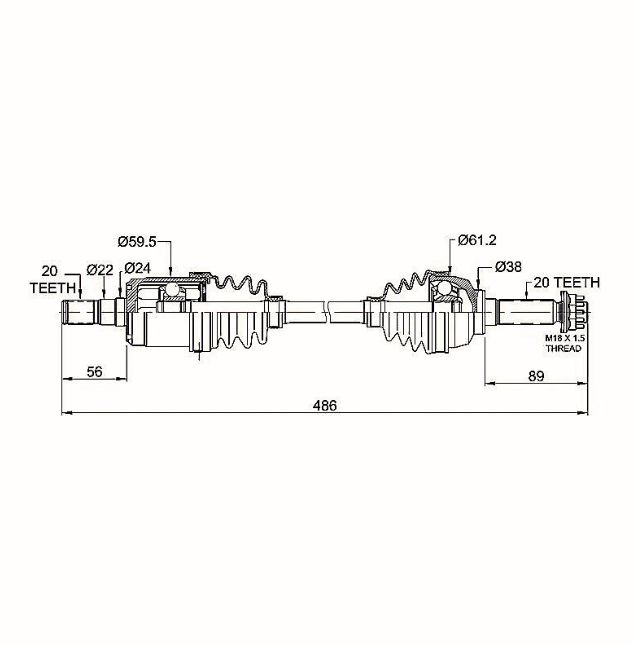 Front CV Shaft for Suzuki KingQuad 500/750 XP (2011–2016) — ATV City drive shaft schematic