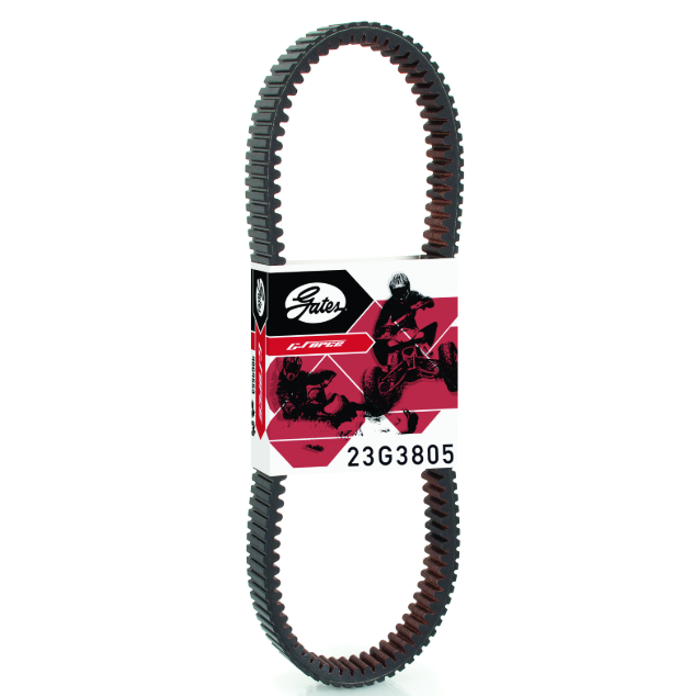Gates CVT drive belt, black belt in packaging with Gates logo, model 23G8305 for Kawasaki Prairie 300