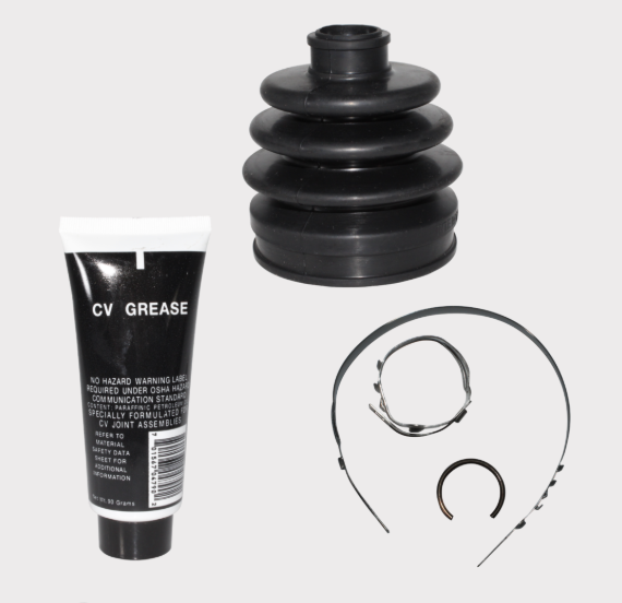 CV Boot Kit 5009 set with black rubber boot, CV grease tube, and clamps
