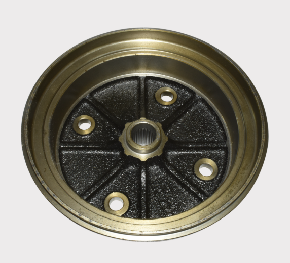 Front brake drum for Kawasaki Mule 3010/4010 (KAF620/KAF950), black cast iron with brass outer lip, ATV City