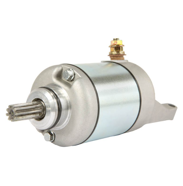 Starter motor for Kawasaki KVF360 Prairie ATV, 2003–2008, silver metal body, OEM 21163-1328