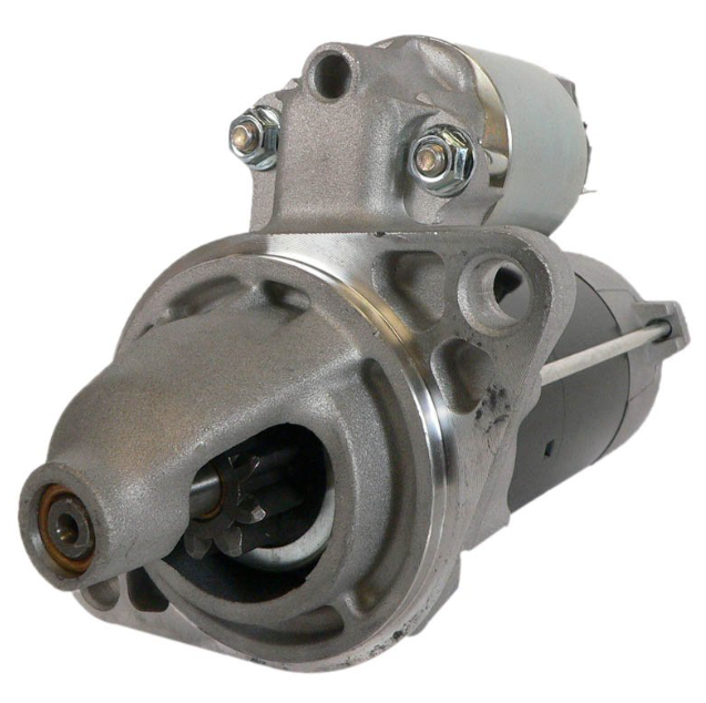 Starter motor for Cub Cadet Volunteer 4x4 diesel; gray metal body, OEM YA-119717-77010