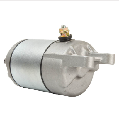 Starter motor for Honda TRX300 Big Red Fourtrax; silver metal housing with top terminal stud