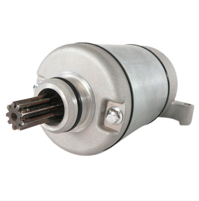 Starter motor, silver metal finish, ATV City OEM for Yamaha Grizzly 550/700 and Kodiak 700 (2009–2020).