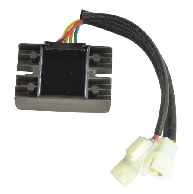 Voltage regulator module by ATV City for Arctic Cat/Suzuki quad models, black with multicolor wires, 2001–2005