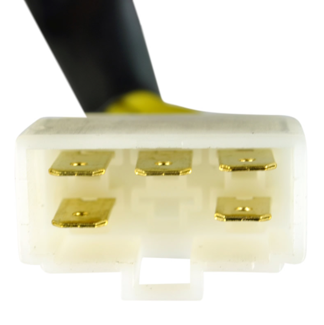 Regulator/Rectifier 6-pin white plastic connector with gold terminals