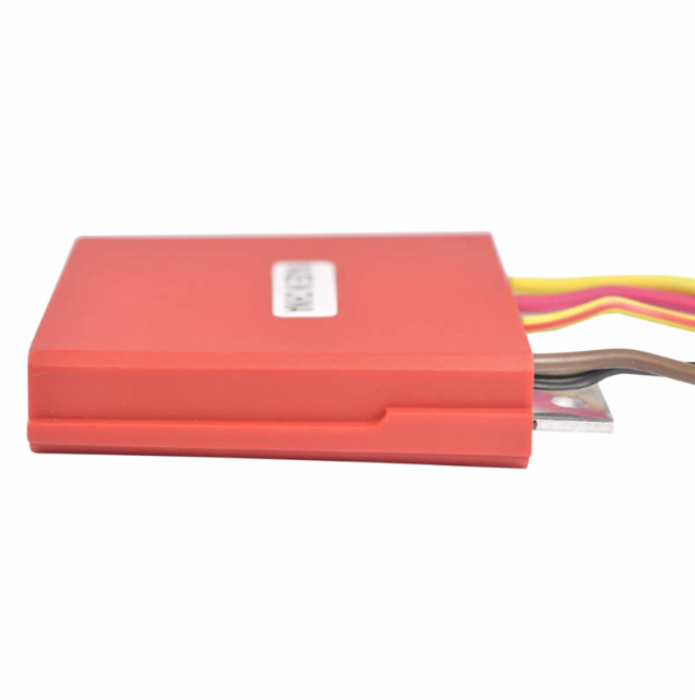 Regulator Rectifier, red rectangular ATV voltage regulator with yellow, pink and brown wires.