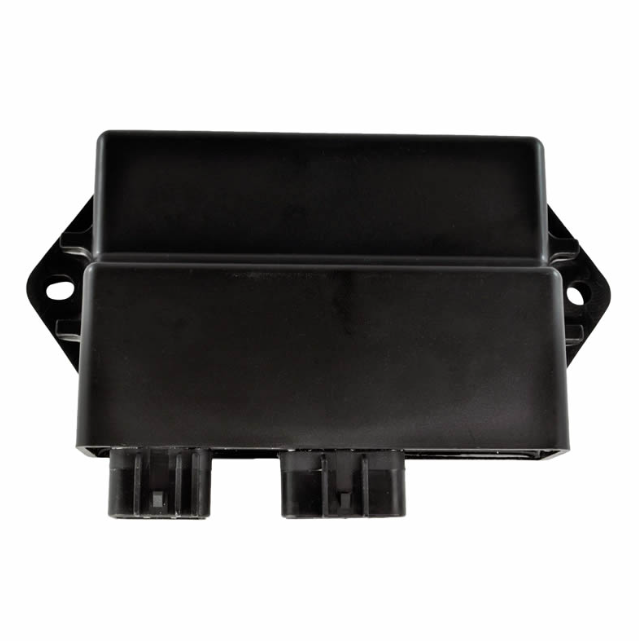 CDI module for Yamaha YFM 350 Warrior, black ignition control unit with dual bottom connectors and mounting tabs