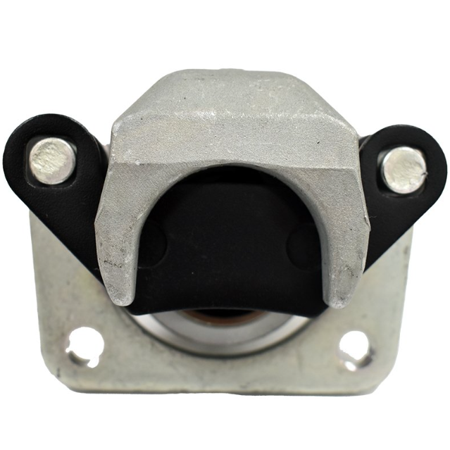 Brake caliper, rear right for Polaris Ranger/RZR (2009–2020); silver aluminum with black mounting bracket.