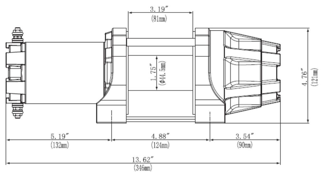 KFI AS-35 Assault Series 3500lb winch with synthetic cable, 12V switch and corded remote