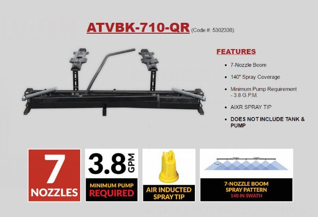 Fimco Sprayer Boom Kit ATVBK-710-QR, 7-nozzle, 140-inch swath for tractors