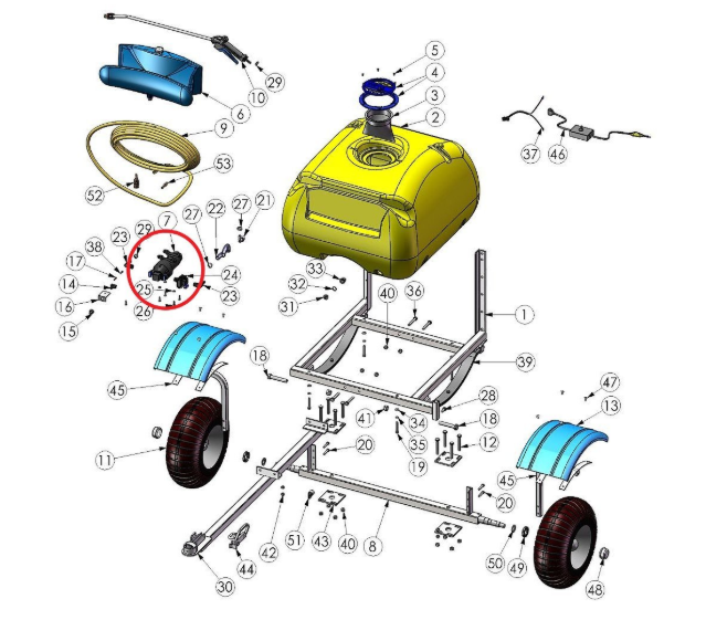 C-Dax Flojet replacement sprayer pump; quad-port transfer pump, 15.1 LPM, OEM 6800-5500, SO200/SO500 diagram
