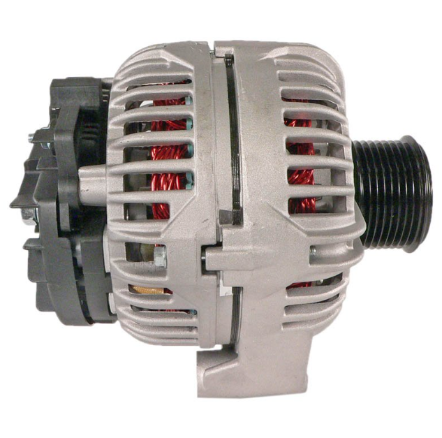 Alternator for John Deere tractors, 12V 115A, silver housing with black pulley