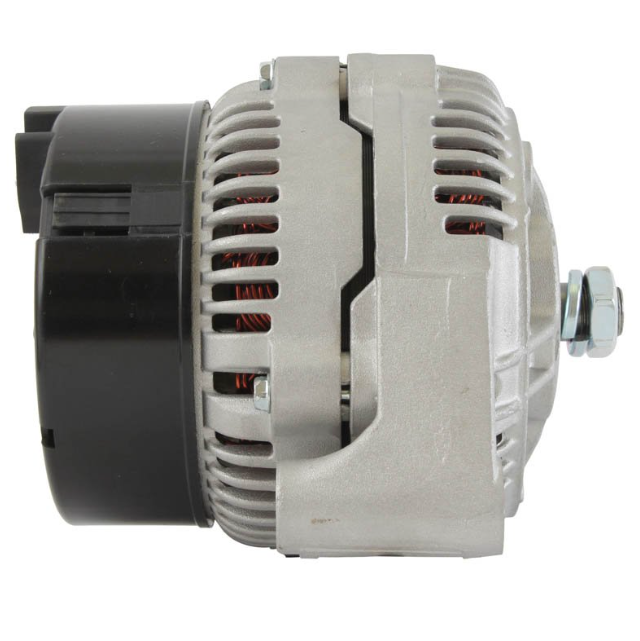Alternator, ATV City 12V 90A, silver aluminum housing with black pulley