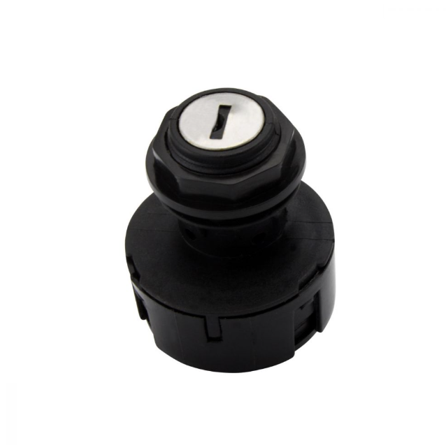 3-Position ignition key switch for Can-Am Outlander ATV, black plastic housing with metal key slot.