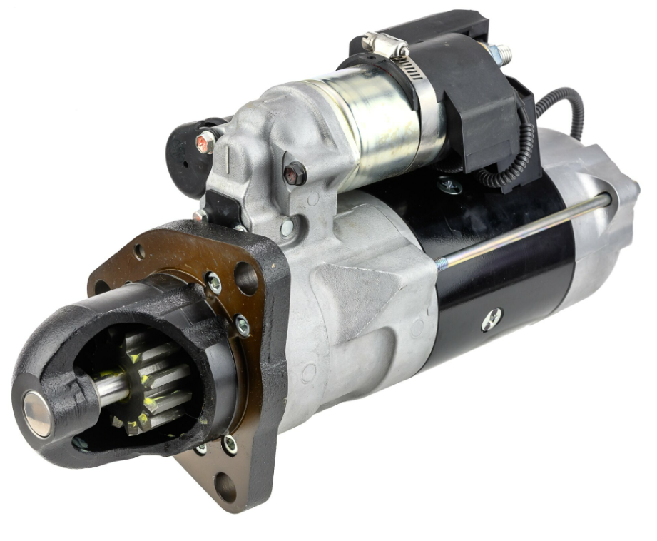 Denso gear-reduction tractor starter motor, 24V, 12-tooth.