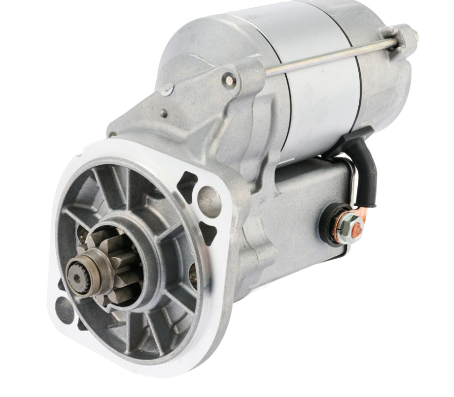 Denso starter motor, metallic gray, 12V 1.4kW for Isuzu-powered equipment