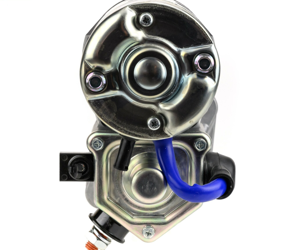 Denso gear reduction starter motor, 12V, 2.7kW, metal housing with blue lead for John Deere 6059.