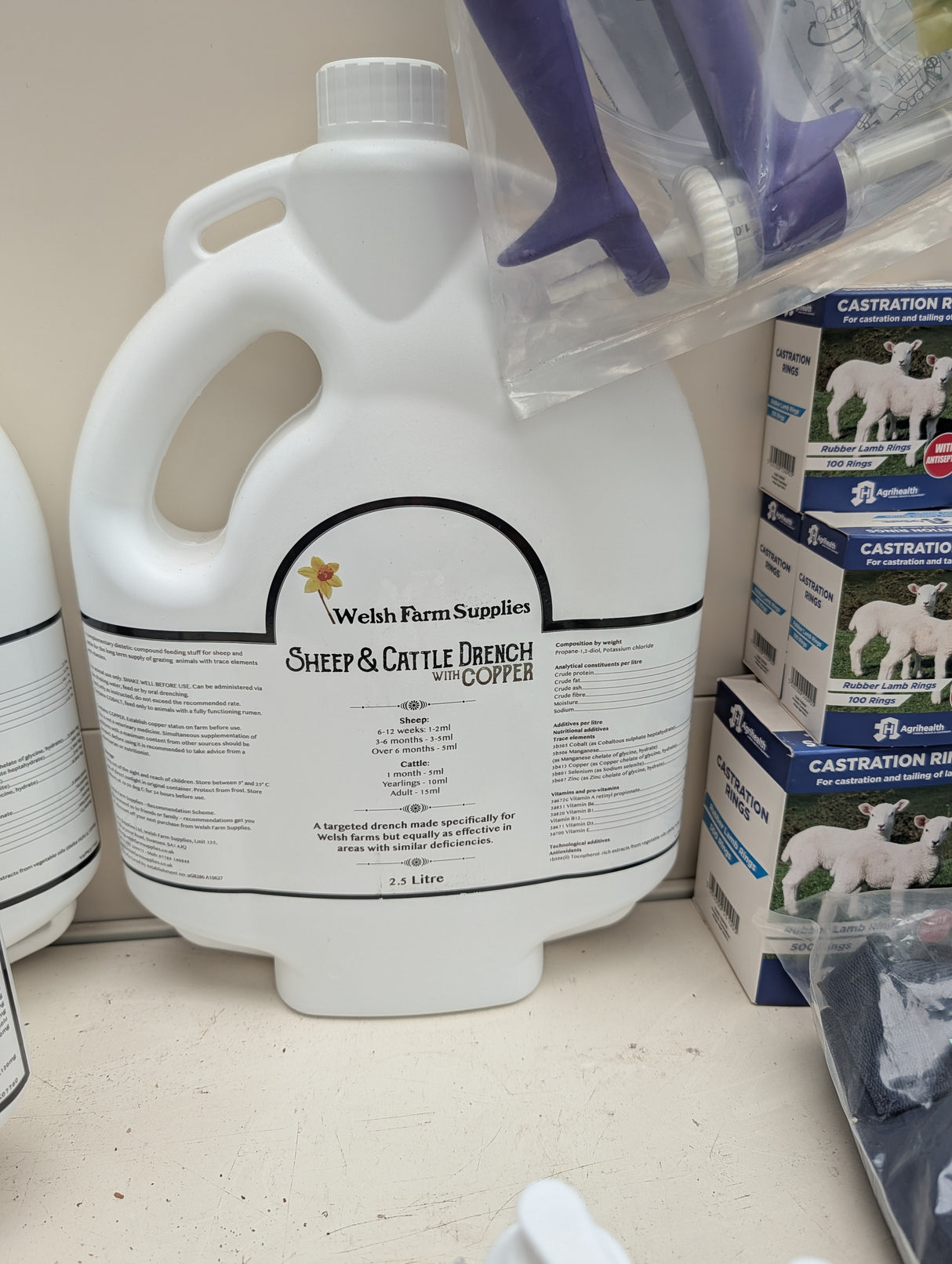 Sheep and Cattle Drench with Copper by DGT Agri, white 2.5L plastic bottle
