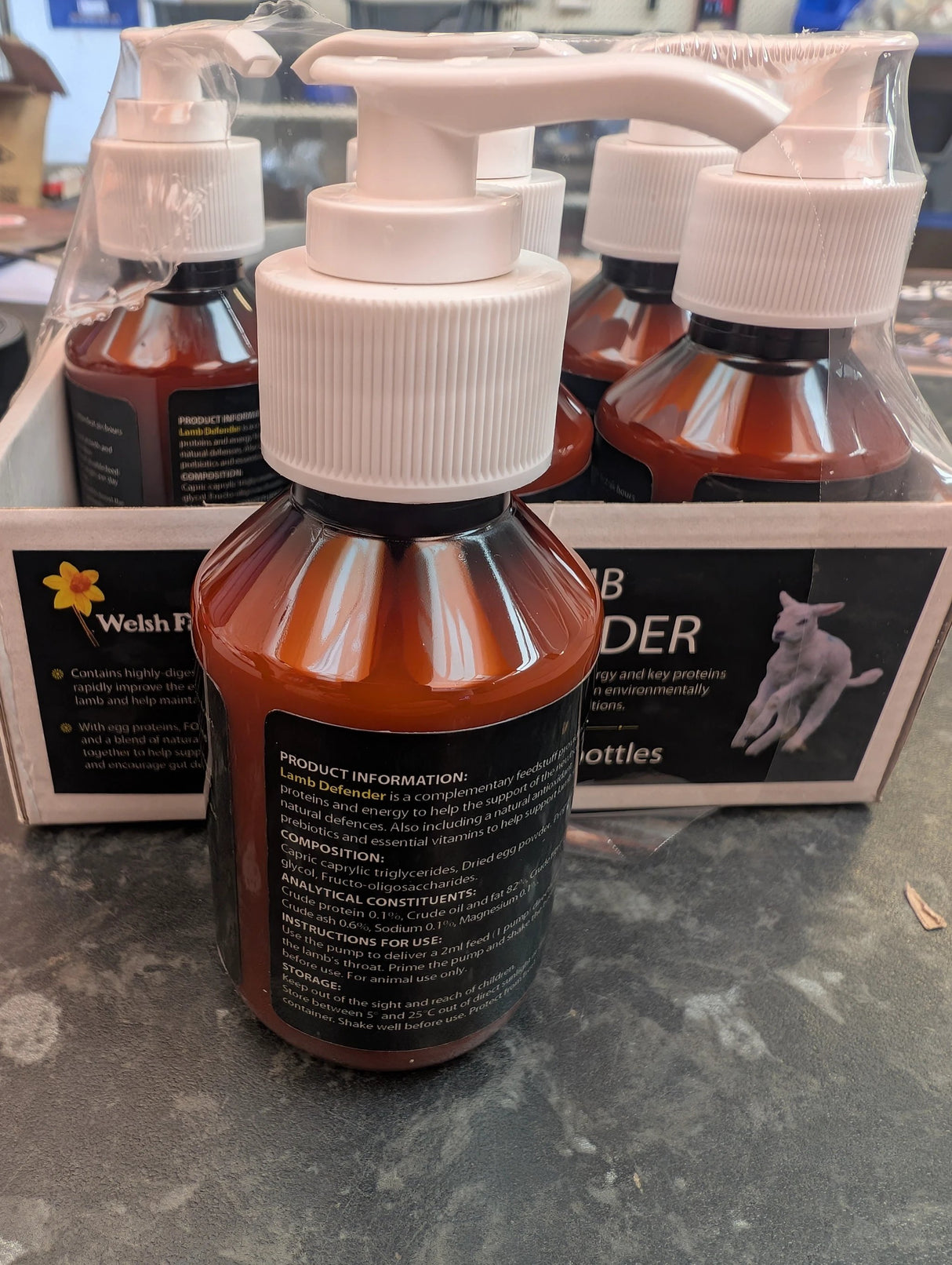 Welsh Farm Supplies Lamb Defender 100ml bottle pack, 5 brown bottles with white pump caps