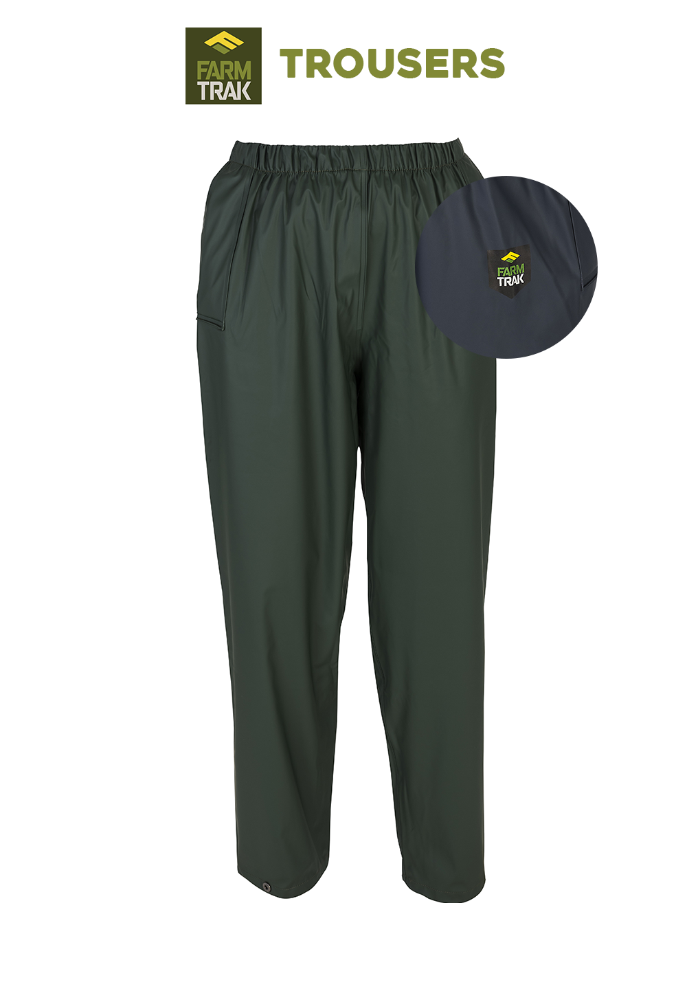 Farmtrak PU Parlour Trousers green XL PPE trousers with Farmtrak logo