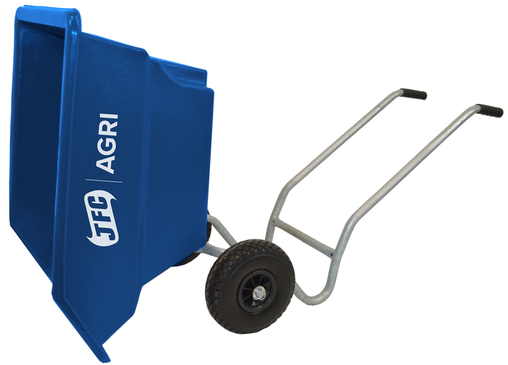 JFC Agri Mini Tipping Wheelbarrow, blue compact wheelbarrow with puncture-proof wheels