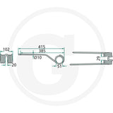 GRANIT Rotary Tedder Tine left, single unit; engineering dimension diagram with coil spring and measured lengths