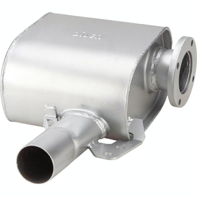 GRANIT exhaust silencer for New Holland T3.50F–T3.75F tractors; metal cylindrical muffler with flange and outlet pipe