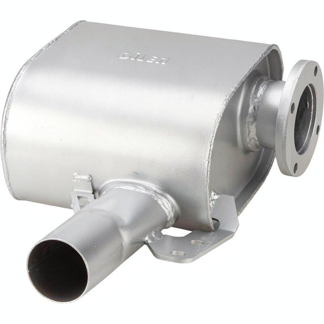 GRANIT exhaust silencer for New Holland T3.50F–T3.75F tractors; metal cylindrical muffler with flange and outlet pipe