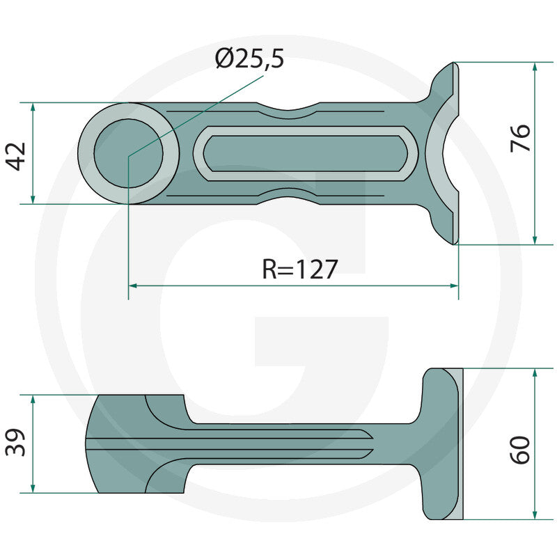 Pruning T Flail head for Bomford Pro Cut 127mm, DGT Agri hedge trimmer accessory