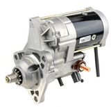 Denso gear-reduction starter motor, 12V, 4.8kW for Case IH Magnum MX; aluminum housing with black body.