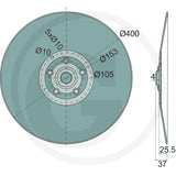 Coulter Disc GRANIT, 1800560012; 400 mm diameter with central hub and 5x diameter 10 mounting holes.